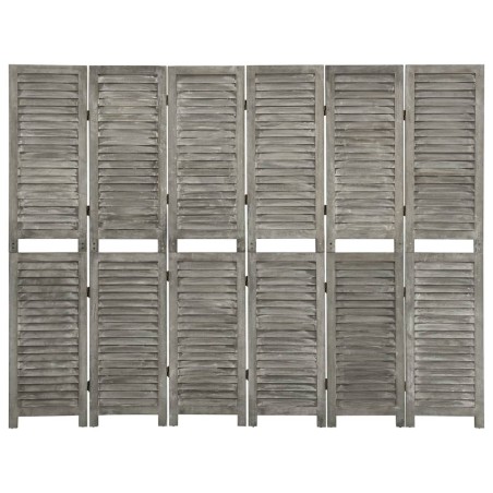 6-tlg. Raumteiler Grau 214x166 cm Massivholz