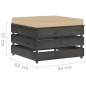 Modulare Ottomane mit Kissen Grau Imprägniertes Holz Modulare Ottomane mit Kissen Grau Imprägniertes Holz