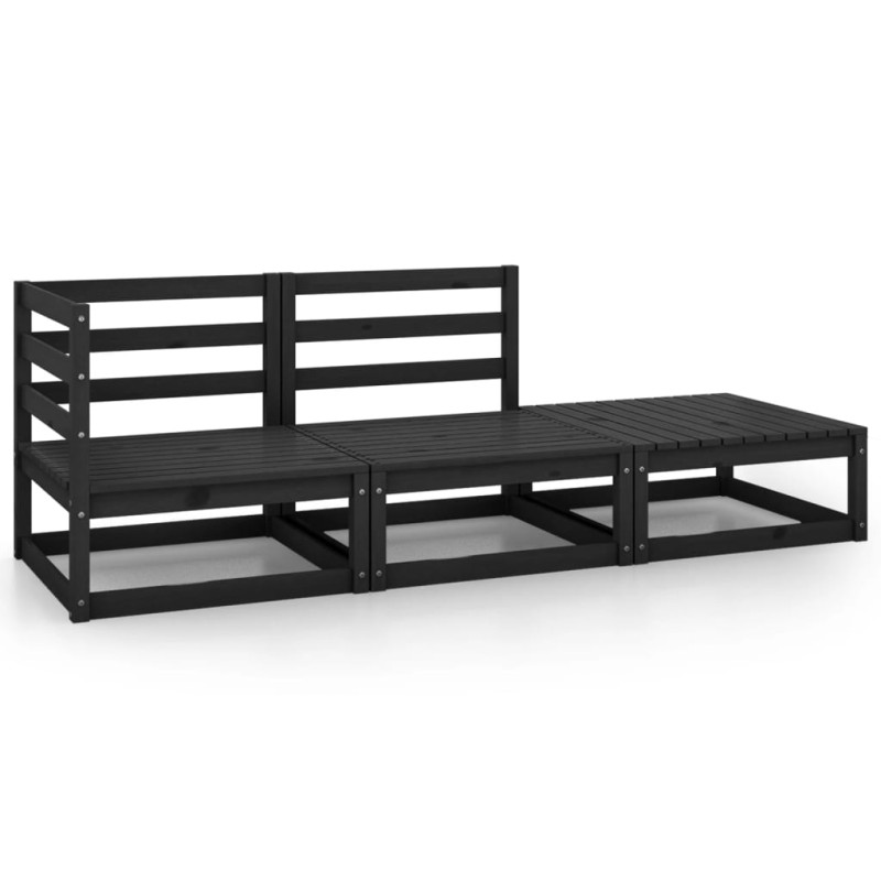vidaXL 3-tlg. Garten-Lounge-Set Schwarz Massivholz Kiefer vidaXL 3-tlg. Garten-Lounge-Set Schwarz Massivholz Kiefer