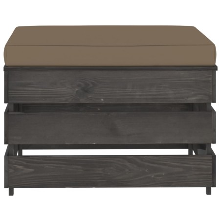 Modulare Ottomane mit Kissen Grau Imprägniertes Holz