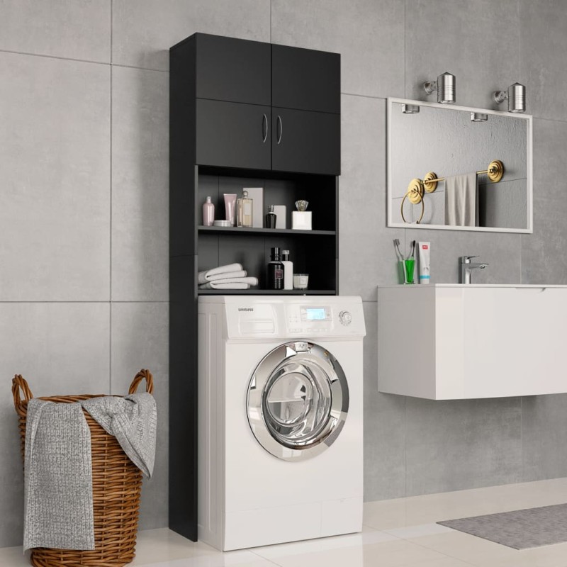 vidaXL Waschmaschinenschrank Schwarz 64x25,5x190 cm Holzwerkstoff vidaXL Waschmaschinenschrank Schwarz 64x25,5x190 cm Holzwerkstoff
