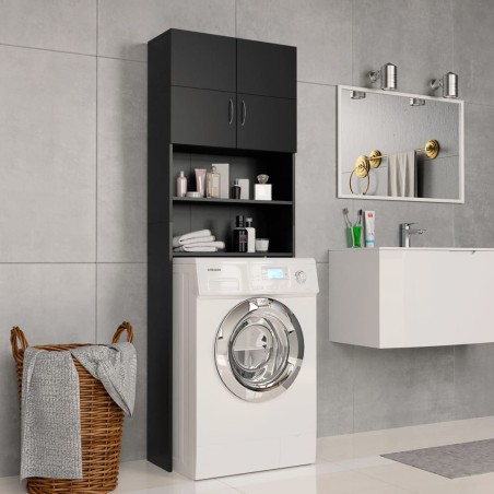 vidaXL Waschmaschinenschrank Schwarz 64x25,5x190 cm Holzwerkstoff