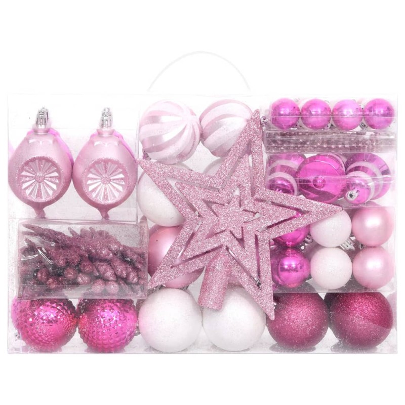 108-tlg. Weihnachtskugel-Set Weiß und Rosa 108-tlg. Weihnachtskugel-Set Weiß und Rosa