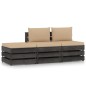 3-tlg. Garten-Lounge-Set mit Kissen Grau Imprägniertes Holz 3-tlg. Garten-Lounge-Set mit Kissen Grau Imprägniertes Holz