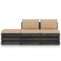 3-tlg. Garten-Lounge-Set mit Kissen Grau Imprägniertes Holz 3-tlg. Garten-Lounge-Set mit Kissen Grau Imprägniertes Holz