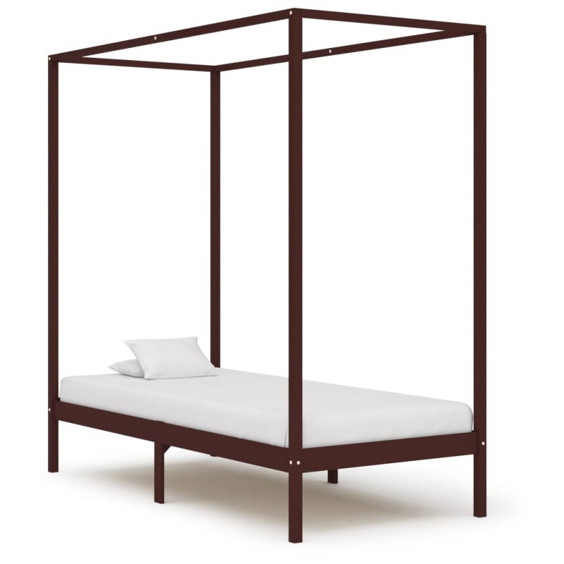 Himmelbett-Gestell Dunkelbraun Massivholz Kiefer 100 x 200 cm Himmelbett-Gestell Dunkelbraun Massivholz Kiefer 100 x 200 cm