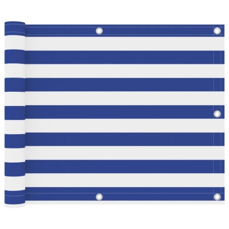 Balkon-Sichtschutz Weiß und Blau 75x300 cm Oxford-Gewebe