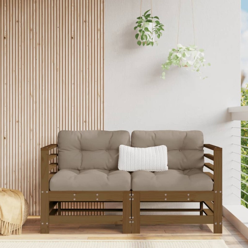 Ecksofas mit Kissen 2 Stk. Honigbraun Massivholz Kiefer Ecksofas mit Kissen 2 Stk. Honigbraun Massivholz Kiefer