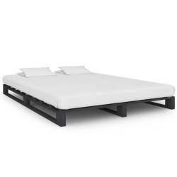 vidaXL Palettenbett Grau Massivholz Kiefer 120×200 cm