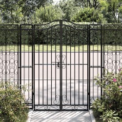 vidaXL Gartentor Schwarz 121x8x150 cm Schmiedeeisen 
