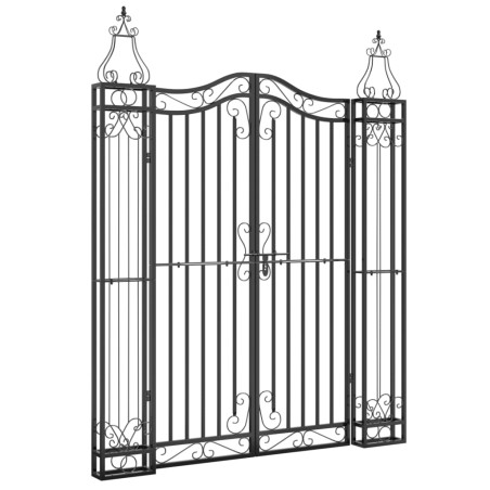 vidaXL Gartentor Schwarz 121x8x150 cm Schmiedeeisen 