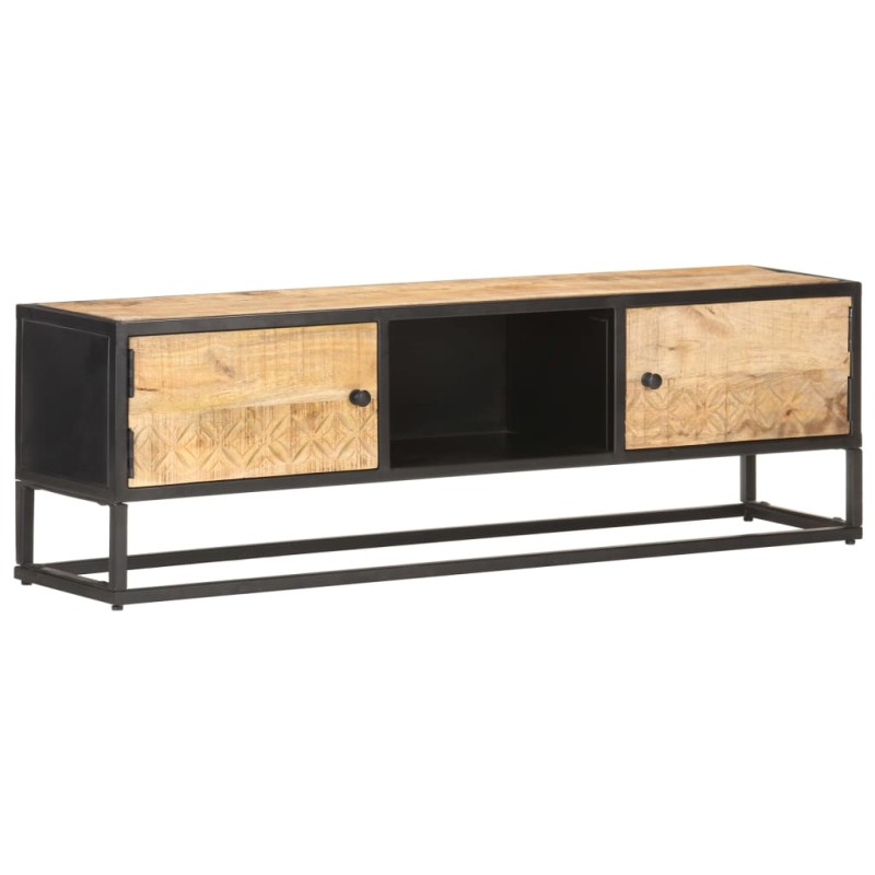 vidaXL TV-Schrank mit Geschnitzter Tür 130x30x40 cm Raues Mangoholz vidaXL TV-Schrank mit Geschnitzter Tür 130x30x40 cm Raues Mangoholz