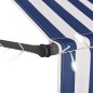 Einziehbare Markise Handbetrieben mit LED 350 cm Blau und Weiß Einziehbare Markise Handbetrieben mit LED 350 cm Blau und Weiß