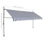 Einziehbare Markise Handbetrieben mit LED 350 cm Blau und Weiß Einziehbare Markise Handbetrieben mit LED 350 cm Blau und Weiß