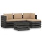 5-tlg. Garten-Lounge-Set mit Kissen Grau Imprägniertes Holz 5-tlg. Garten-Lounge-Set mit Kissen Grau Imprägniertes Holz