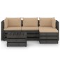 5-tlg. Garten-Lounge-Set mit Kissen Grau Imprägniertes Holz 5-tlg. Garten-Lounge-Set mit Kissen Grau Imprägniertes Holz