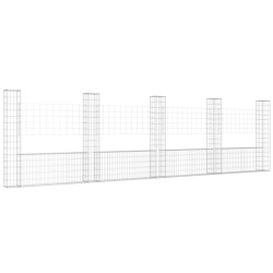 Gabionenkorb U-Form mit 5 Säulen Eisen 500x20x150 cm