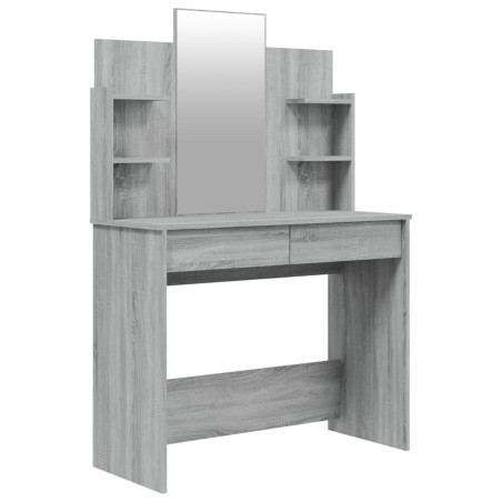 vidaXL Schminktisch mit Spiegel Grau Sonoma 96x40x142 cm