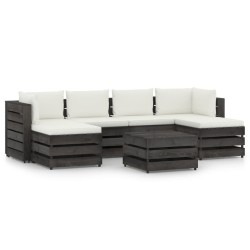 vidaXL 7-tlg. Garten-Lounge-Set mit Kissen Grau Imprägniertes Holz