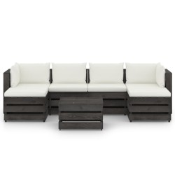 vidaXL 7-tlg. Garten-Lounge-Set mit Kissen Grau Imprägniertes Holz