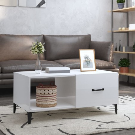Couchtisch Hochglanz-Weiß 90x50x40 cm Holzwerkstoff