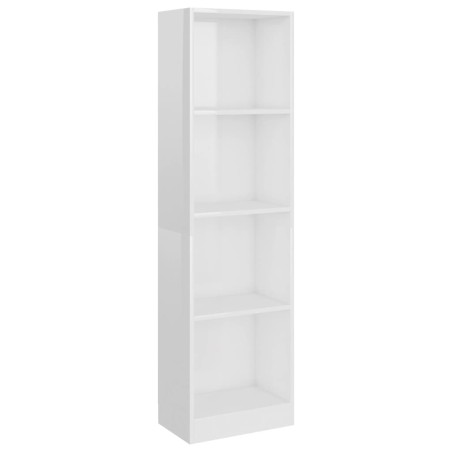 vidaXL Bücherregal 4 Fächer Hochglanz-Weiß 40x24x142 cm Holzwerkstoff