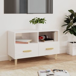 vidaXL TV-Schrank Hochglanz-Weiß 80x36x50 cm Holzwerkstoff