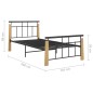 vidaXL Bettgestell Metall und Massivholz Eiche 90x200 cm vidaXL Bettgestell Metall und Massivholz Eiche 90x200 cm