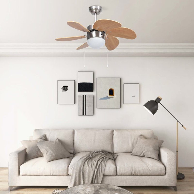 Deckenventilator mit Lampe 76 cm Hellbraun Deckenventilator mit Lampe 76 cm Hellbraun