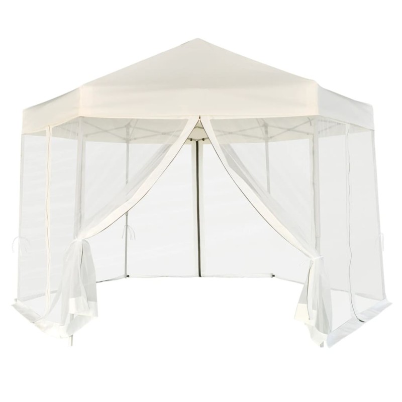 vidaXL Hexagonal Pop-Up Zelt mit 6 Seitenwänden Cremeweiß 3,6x3,1 m vidaXL Hexagonal Pop-Up Zelt mit 6 Seitenwänden Cremeweiß 3,6x3,1 m