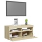TV-Schrank mit LED-Leuchten Sonoma-Eiche 90x35x40 cm TV-Schrank mit LED-Leuchten Sonoma-Eiche 90x35x40 cm