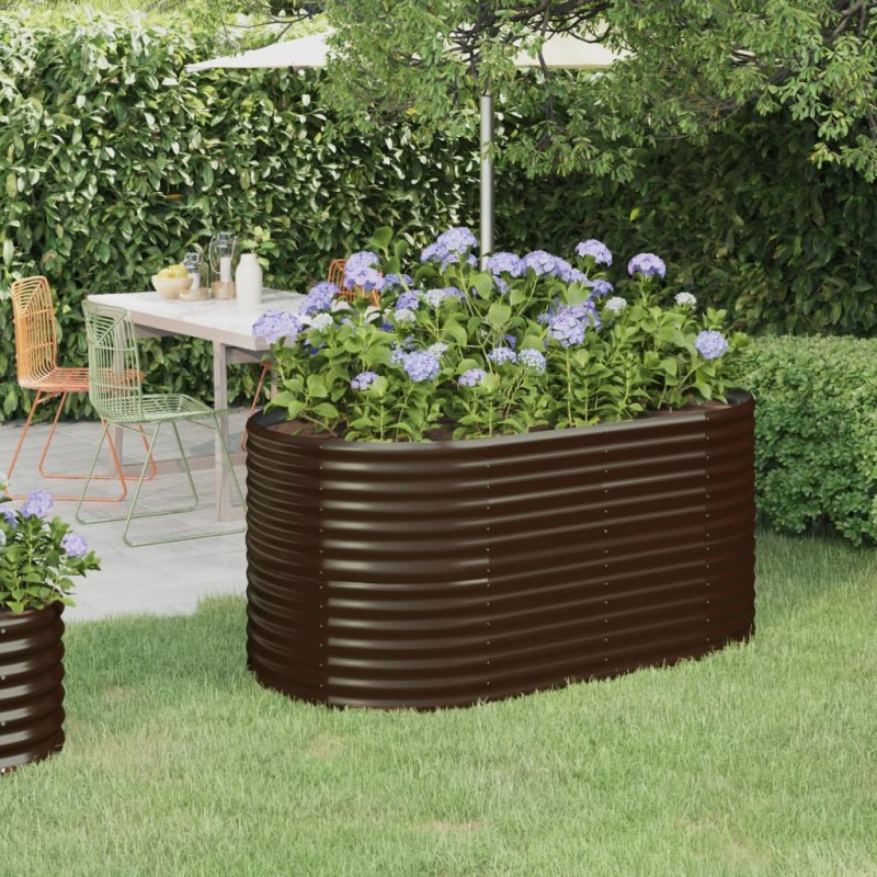 vidaXL Hochbeet Pulverbeschichteter Stahl 152x80x68 cm Braun vidaXL Hochbeet Pulverbeschichteter Stahl 152x80x68 cm Braun