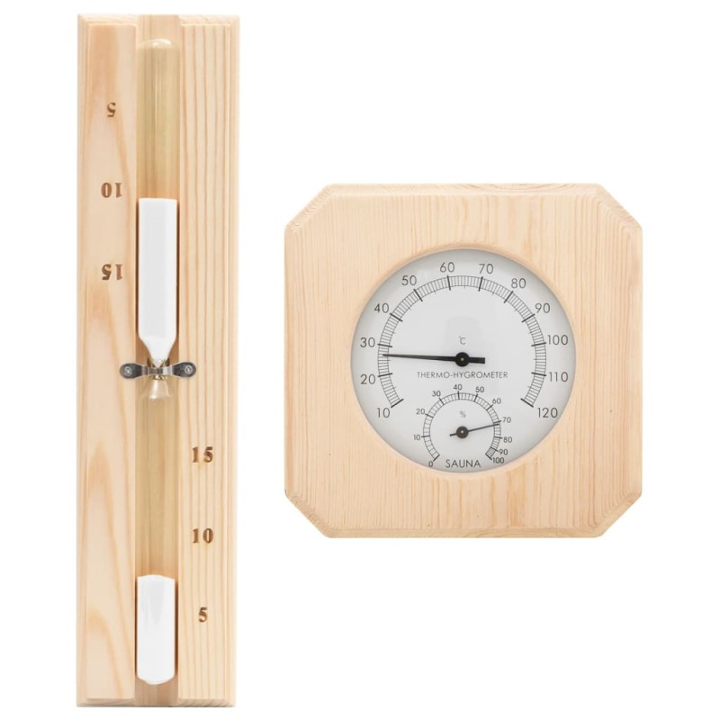 vidaXL 2-in-1 Sauna-Hygrothermograph und Sanduhr Set Massivholz Kiefer vidaXL 2-in-1 Sauna-Hygrothermograph und Sanduhr Set Massivholz Kiefer
