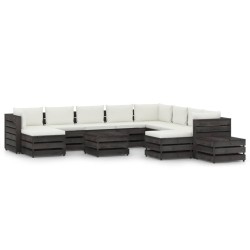 vidaXL 12-tlg. Garten-Lounge-Set mit Kissen Grau Imprägniertes Holz