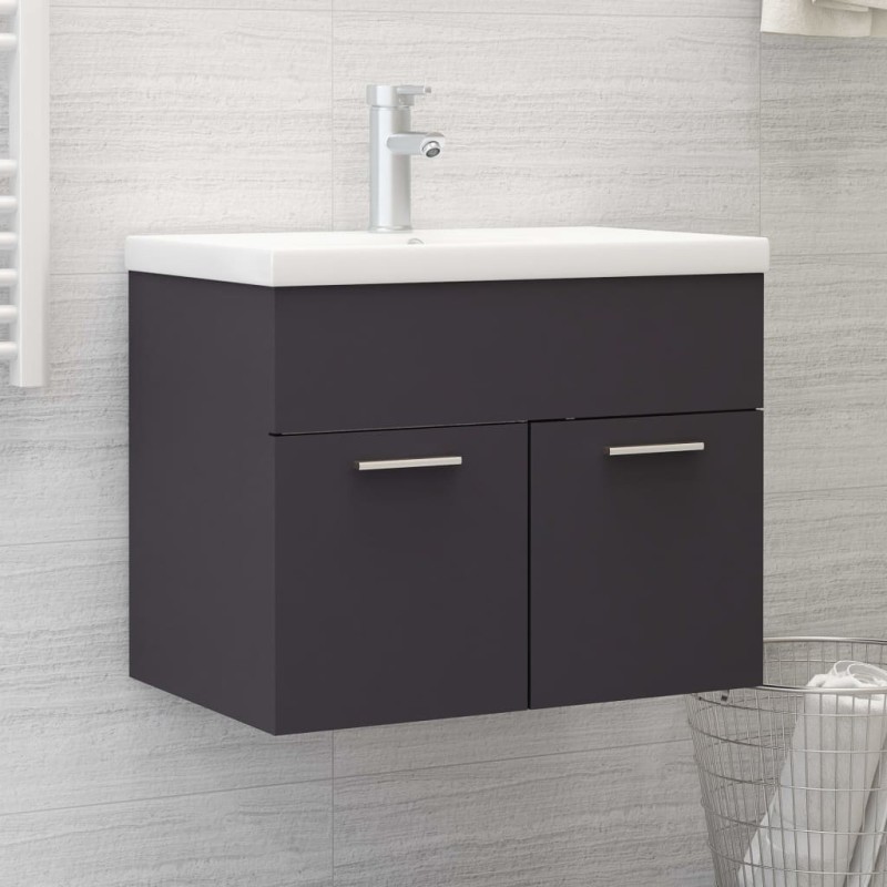 Waschbeckenunterschrank Grau 60x38,5x46 cm Holzwerkstoff