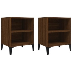 Nachttische 2 Stk. Metallbeine Braun Eichen-Optik 40x30x50 cm
