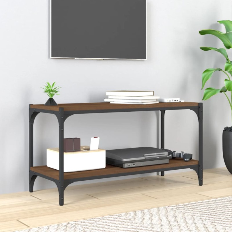 TV-Schrank Braun Eichen-Optik 80x33x41 cm Holzwerkstoff Stahl TV-Schrank Braun Eichen-Optik 80x33x41 cm Holzwerkstoff Stahl