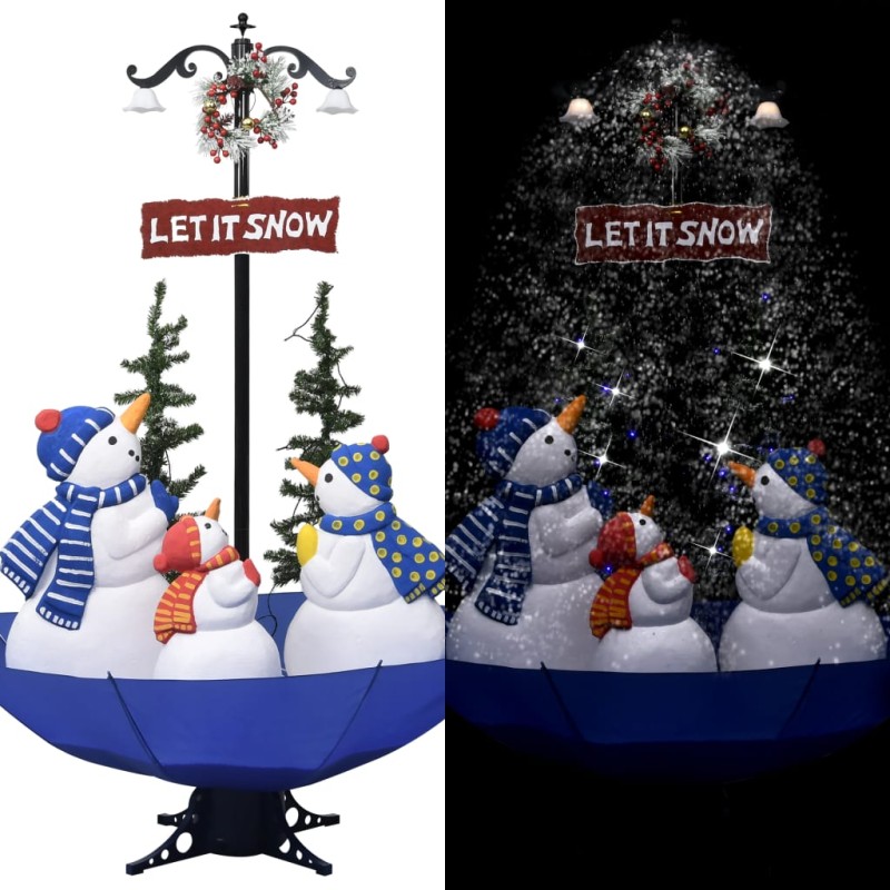 Weihnachtsbaum mit Schnee und Schirm-Fuß Blau 170 cm PVC Weihnachtsbaum mit Schnee und Schirm-Fuß Blau 170 cm PVC