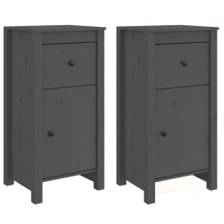 vidaXL Sideboards 2 Stk. Grau 40x35x80 cm Massivholz Kiefer