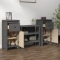 vidaXL Sideboards 2 Stk. Grau 40x35x80 cm Massivholz Kiefer vidaXL Sideboards 2 Stk. Grau 40x35x80 cm Massivholz Kiefer