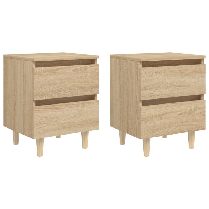 Nachttische 2 Stk. Kiefernholz-Beinen Sonoma-Eiche 40x35x50cm Nachttische 2 Stk. Kiefernholz-Beinen Sonoma-Eiche 40x35x50cm