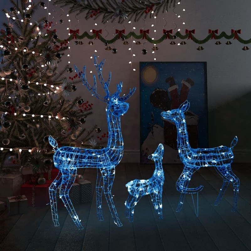 vidaXL LED-Rentier-Familie Weihnachtsdeko Acryl 300 LED Blau vidaXL LED-Rentier-Familie Weihnachtsdeko Acryl 300 LED Blau
