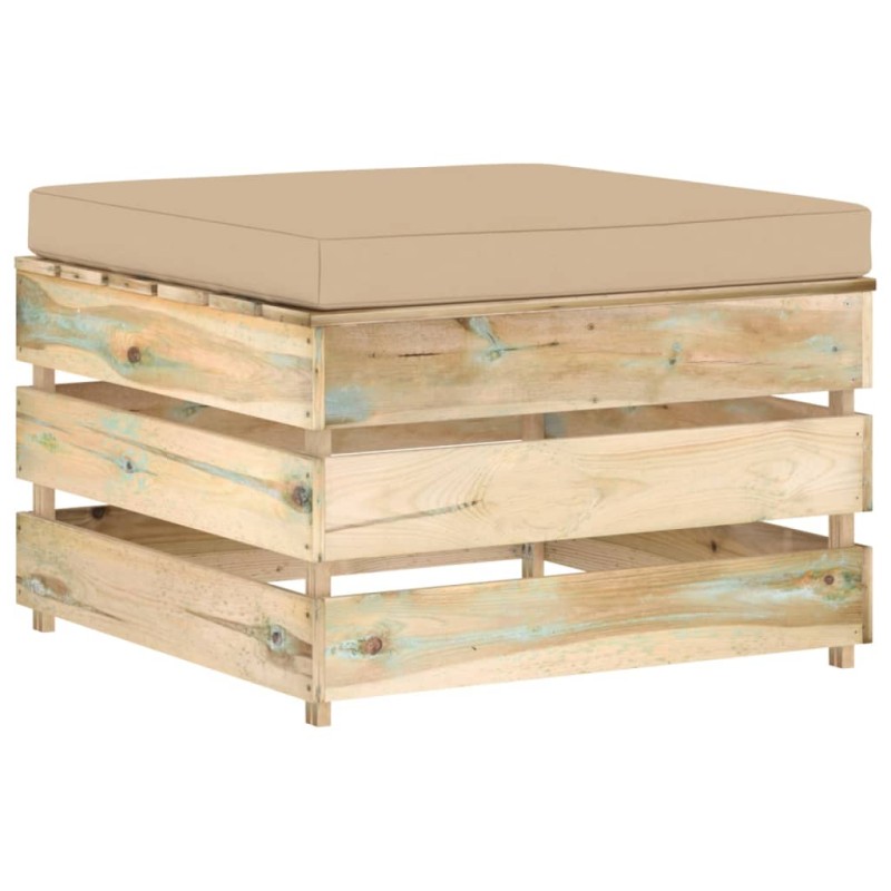 Modulare Ottomane mit Kissen Grün Imprägniertes Holz Modulare Ottomane mit Kissen Grün Imprägniertes Holz
