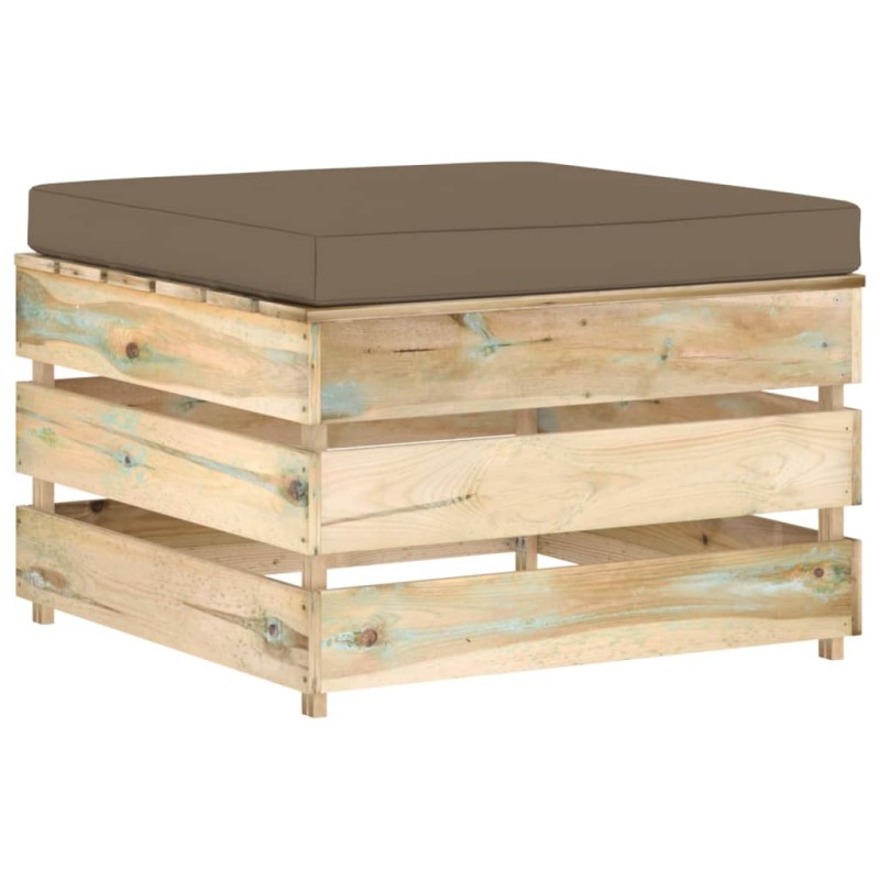 vidaXL Modulare Ottomane mit Kissen Grün Imprägniertes Holz vidaXL Modulare Ottomane mit Kissen Grün Imprägniertes Holz