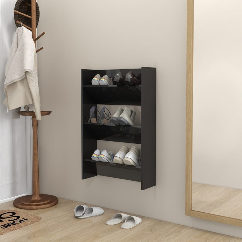 vidaXL Wand-Schuhschrank Hochglanz-Schwarz 60x18x90 cm Holzwerkstoff vidaXL Wand-Schuhschrank Hochglanz-Schwarz 60x18x90 cm Holzwerkstoff