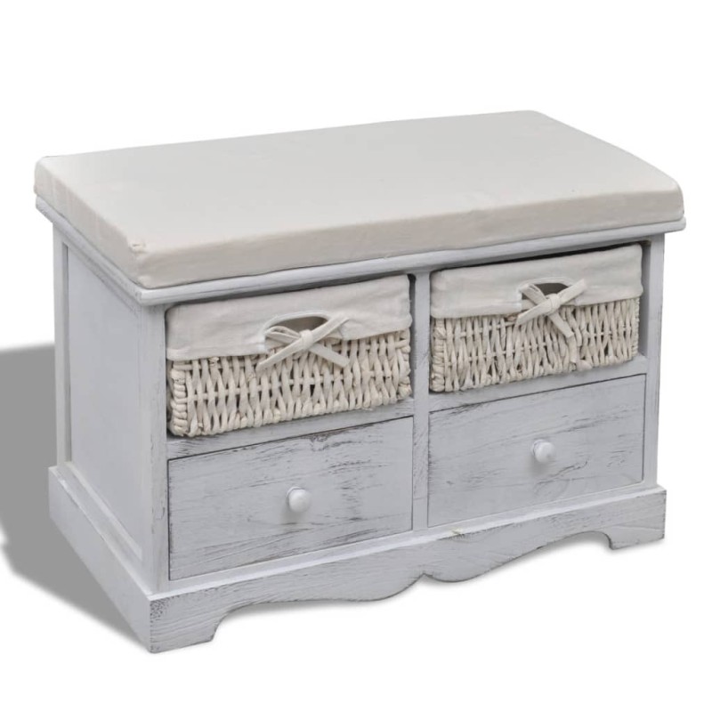 vidaXL Sitzbank mit Stauraum Weiß 62×33×42 cm Paulownia Holz vidaXL Sitzbank mit Stauraum Weiß 62×33×42 cm Paulownia Holz