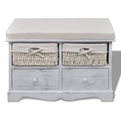 vidaXL Sitzbank mit Stauraum Weiß 62×33×42 cm Paulownia Holz 
