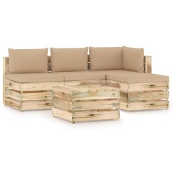 5-tlg. Garten-Lounge-Set mit Kissen Grün Imprägniertes Holz
