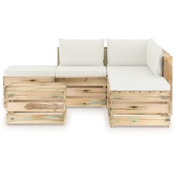 6-tlg. Garten-Lounge-Set mit Kissen Grün Imprägniertes Holz