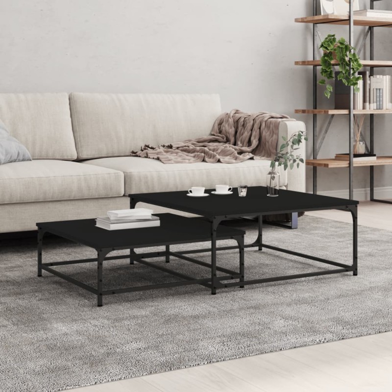 Satztische 2 Stk. Schwarz Holzwerkstoff Satztische 2 Stk. Schwarz Holzwerkstoff